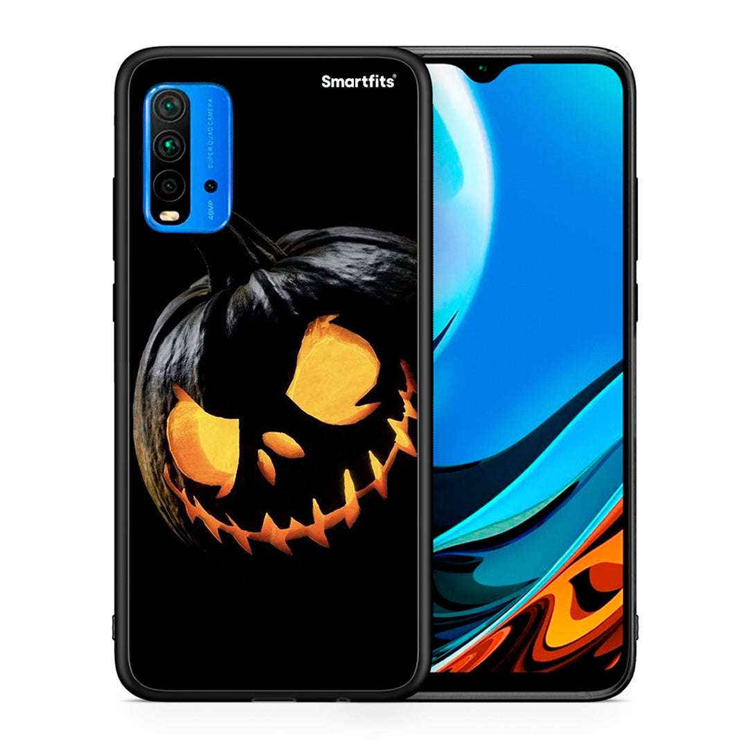Θήκη Xiaomi Poco M3 Halloween Scary Pumpkin από τη Smartfits με σχέδιο στο πίσω μέρος και μαύρο περίβλημα | Xiaomi Poco M3 Halloween Scary Pumpkin case with colorful back and black bezels