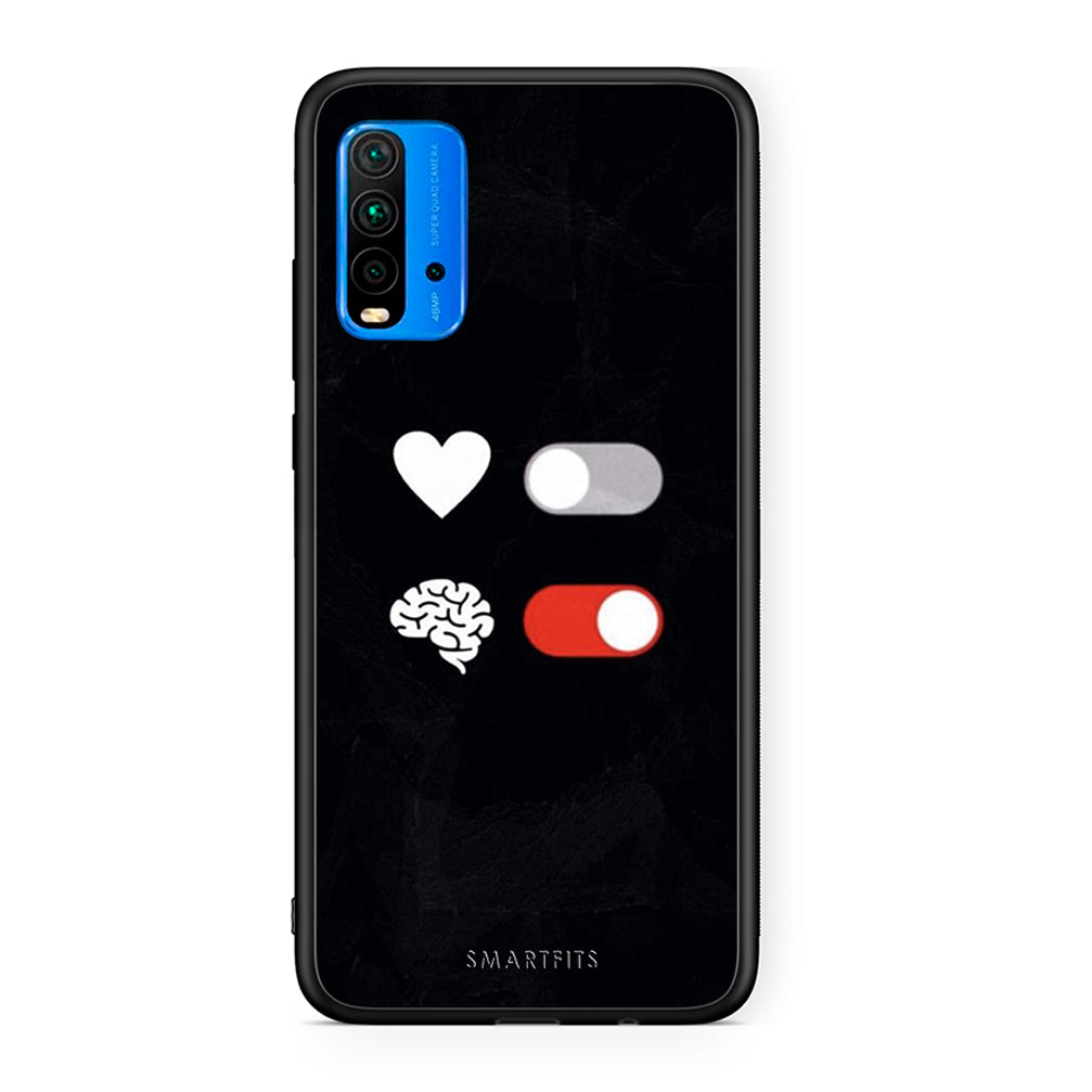 Xiaomi Redmi 9T Heart Vs Brain Θήκη Αγίου Βαλεντίνου από τη Smartfits με σχέδιο στο πίσω μέρος και μαύρο περίβλημα | Smartphone case with colorful back and black bezels by Smartfits