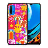 Thumbnail for Θήκη Xiaomi Redmi 9T Hippie Love από τη Smartfits με σχέδιο στο πίσω μέρος και μαύρο περίβλημα | Xiaomi Redmi 9T Hippie Love case with colorful back and black bezels