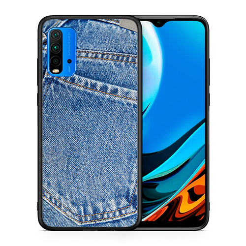 Θήκη Xiaomi Redmi 9T Jeans Pocket από τη Smartfits με σχέδιο στο πίσω μέρος και μαύρο περίβλημα | Xiaomi Redmi 9T Jeans Pocket case with colorful back and black bezels