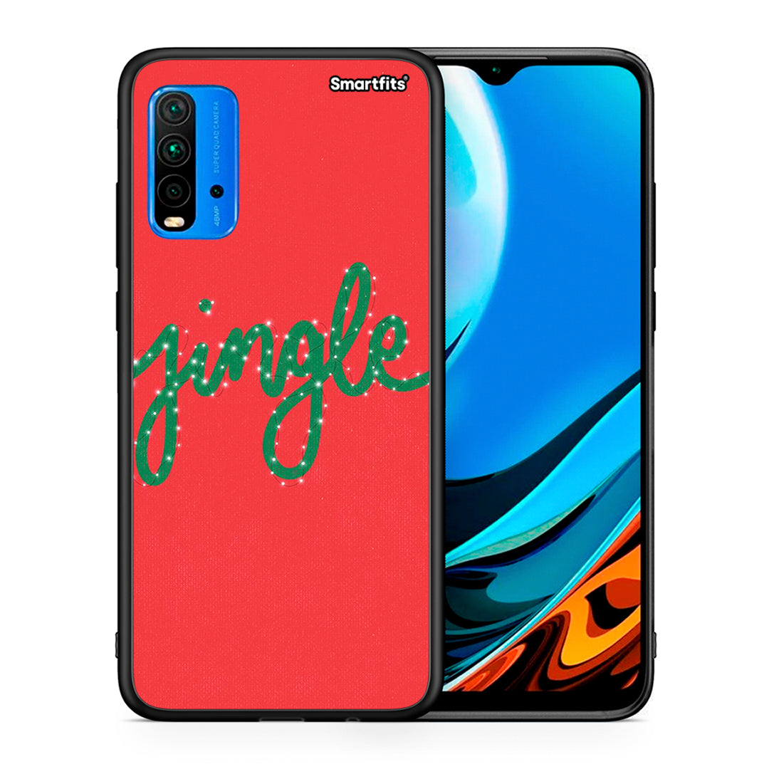 Θήκη Xiaomi Redmi 9T Jingle Xmas από τη Smartfits με σχέδιο στο πίσω μέρος και μαύρο περίβλημα | Xiaomi Redmi 9T Jingle Xmas case with colorful back and black bezels