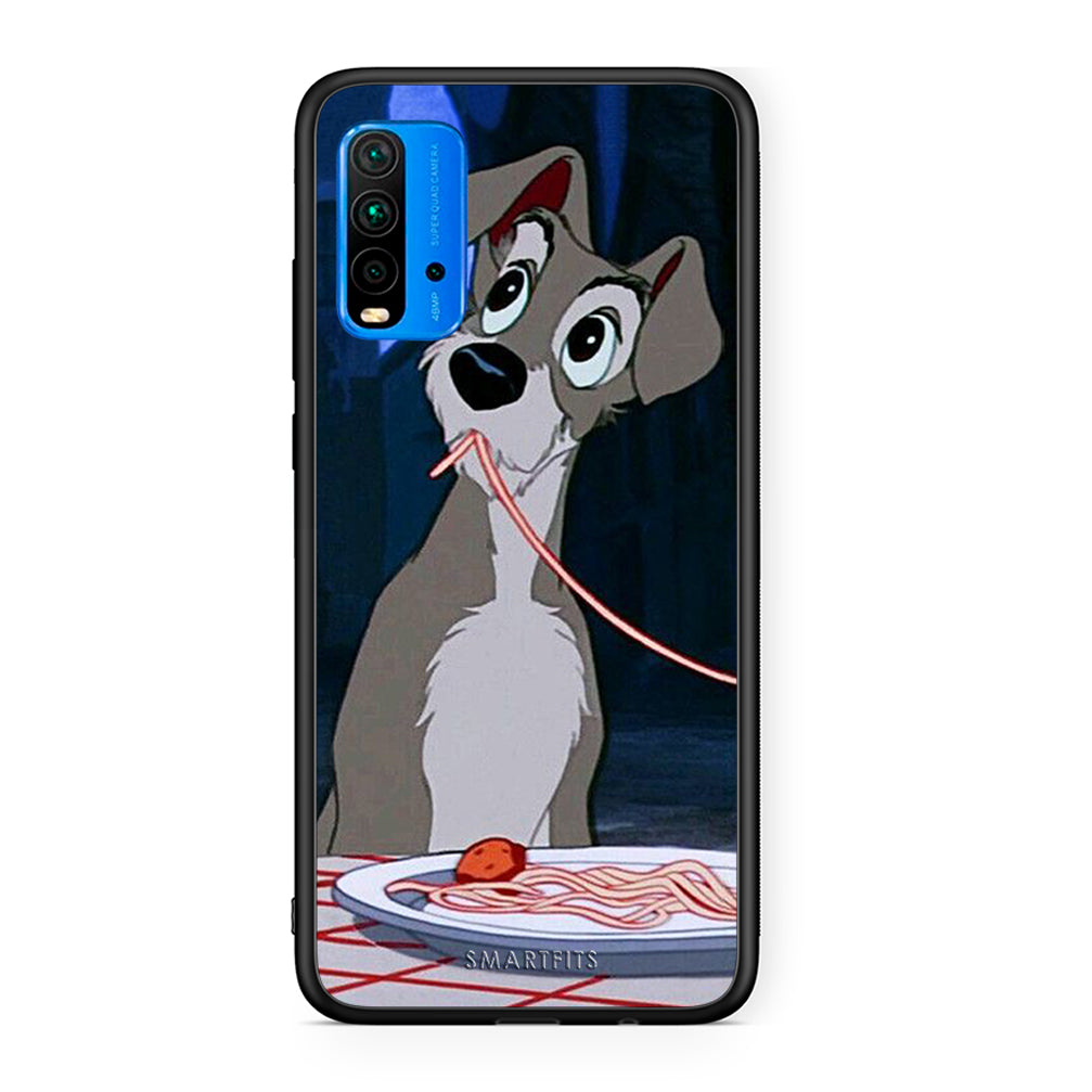 Xiaomi Redmi 9T Lady And Tramp 1 Θήκη Αγίου Βαλεντίνου από τη Smartfits με σχέδιο στο πίσω μέρος και μαύρο περίβλημα | Smartphone case with colorful back and black bezels by Smartfits