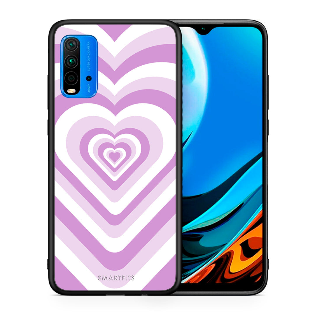 Θήκη Xiaomi Poco M3 Lilac Hearts από τη Smartfits με σχέδιο στο πίσω μέρος και μαύρο περίβλημα | Xiaomi Poco M3 Lilac Hearts case with colorful back and black bezels