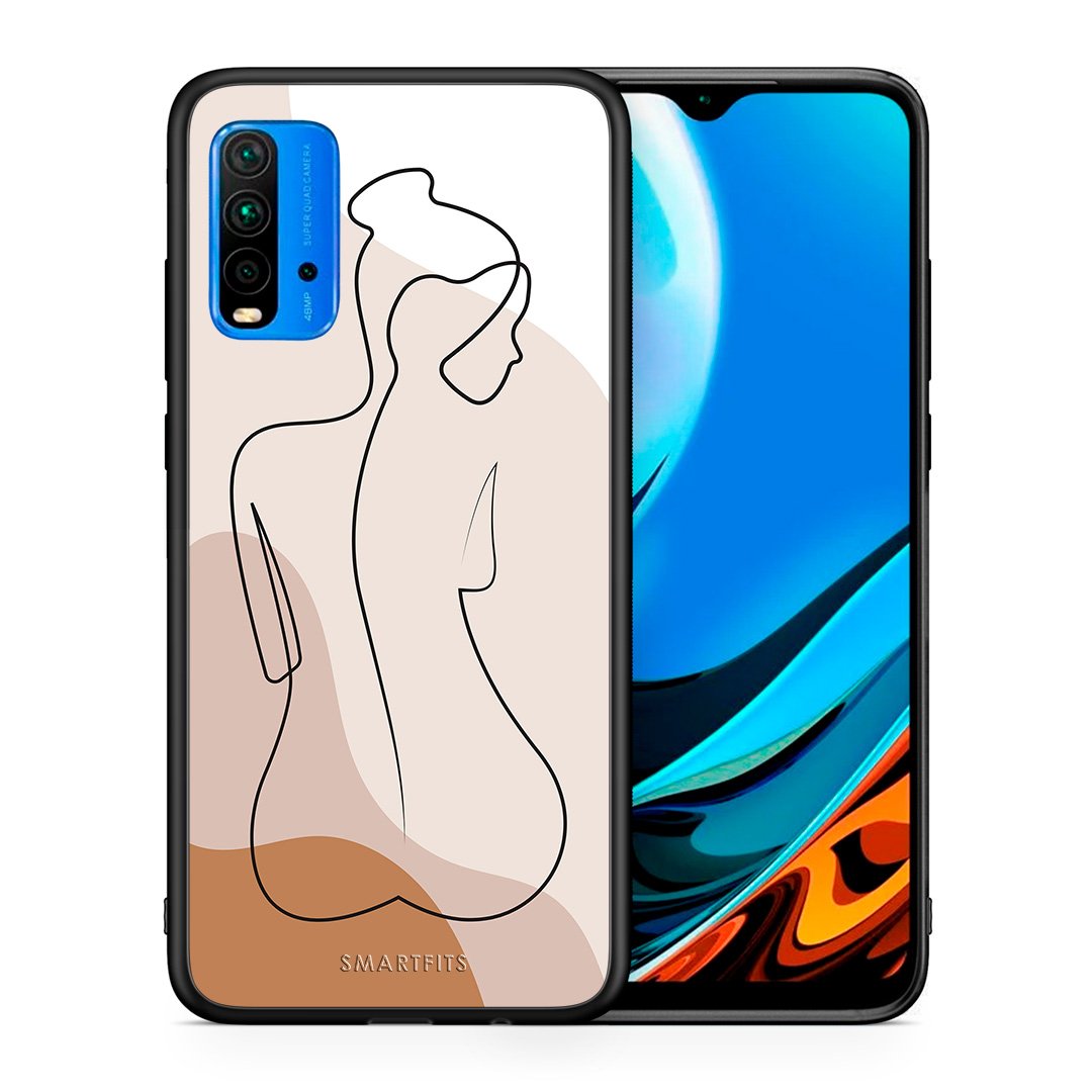 Θήκη Xiaomi Poco M3 LineArt Woman από τη Smartfits με σχέδιο στο πίσω μέρος και μαύρο περίβλημα | Xiaomi Poco M3 LineArt Woman case with colorful back and black bezels