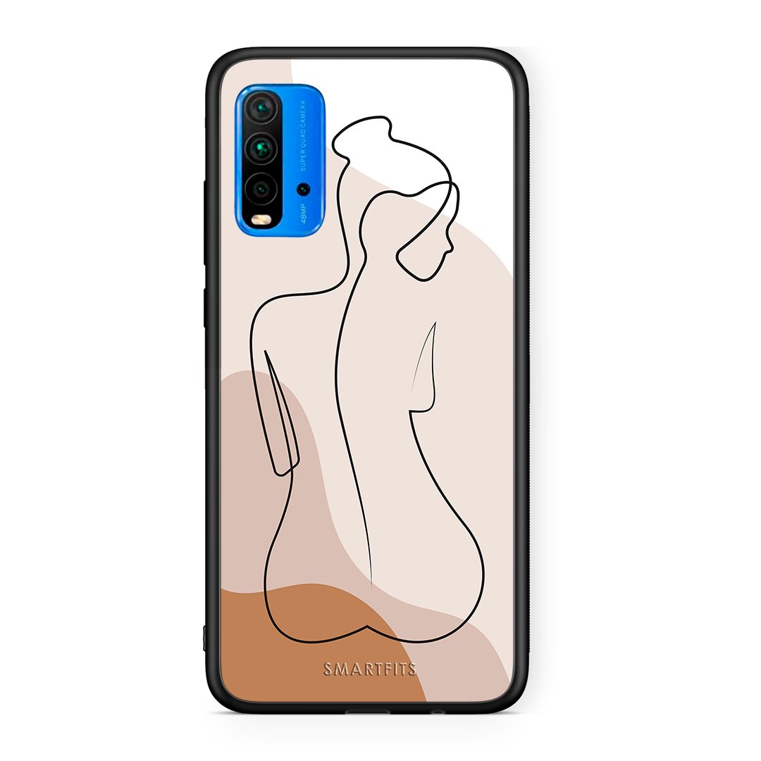 Xiaomi Poco M3 LineArt Woman θήκη από τη Smartfits με σχέδιο στο πίσω μέρος και μαύρο περίβλημα | Smartphone case with colorful back and black bezels by Smartfits