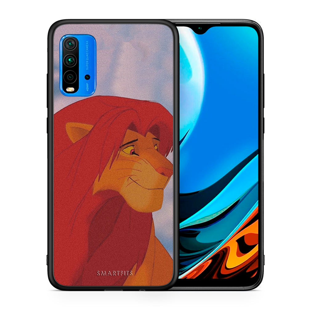 Θήκη Αγίου Βαλεντίνου Xiaomi Redmi 9T Lion Love 1 από τη Smartfits με σχέδιο στο πίσω μέρος και μαύρο περίβλημα | Xiaomi Redmi 9T Lion Love 1 case with colorful back and black bezels