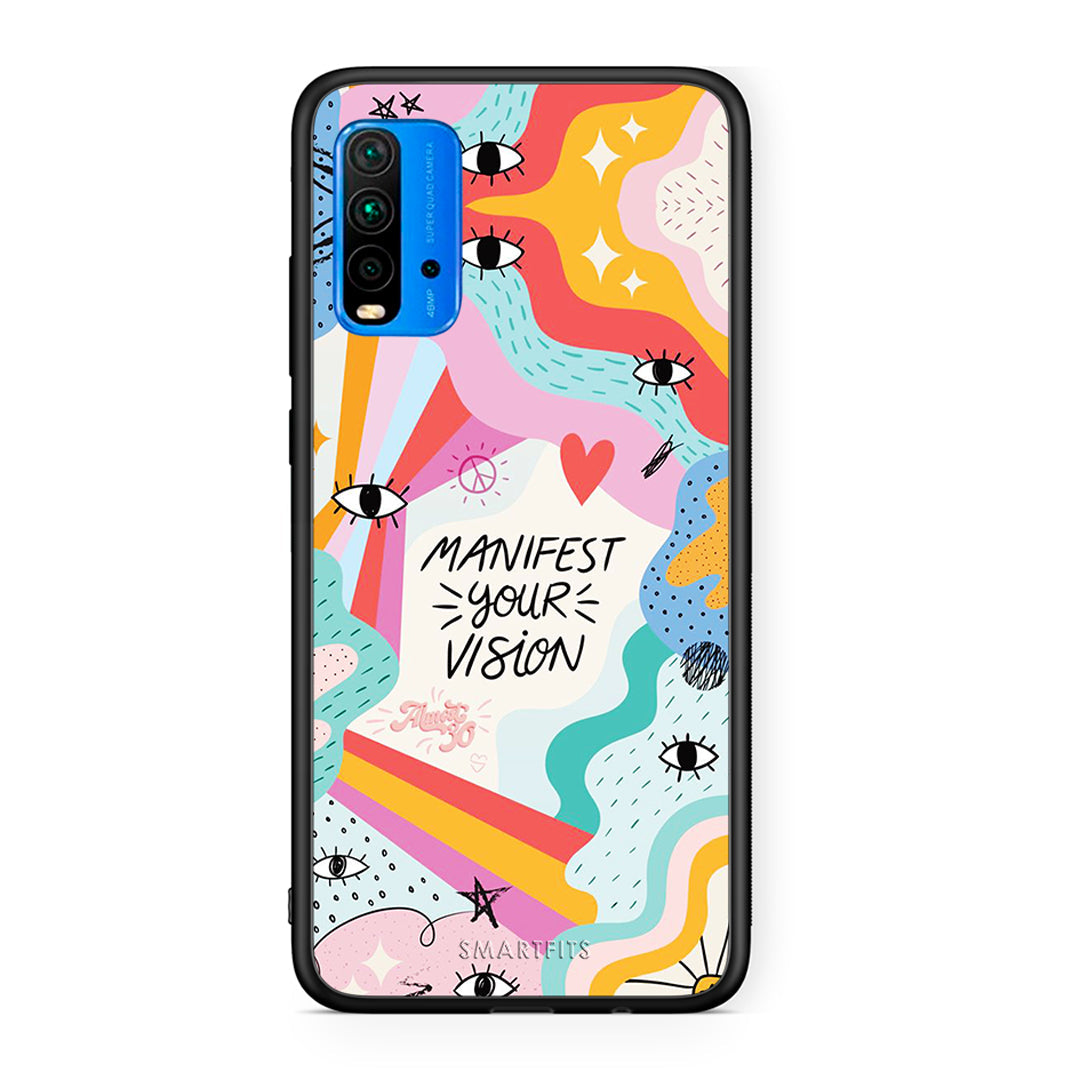Xiaomi Redmi 9T Manifest Your Vision θήκη από τη Smartfits με σχέδιο στο πίσω μέρος και μαύρο περίβλημα | Smartphone case with colorful back and black bezels by Smartfits