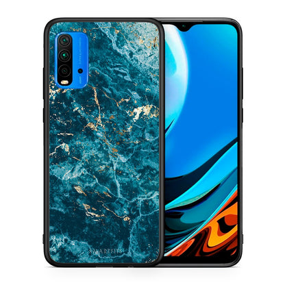 Θήκη Xiaomi Poco M3 Marble Blue από τη Smartfits με σχέδιο στο πίσω μέρος και μαύρο περίβλημα | Xiaomi Poco M3 Marble Blue case with colorful back and black bezels