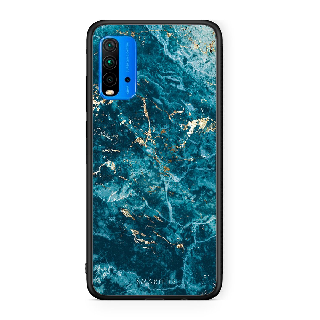 Xiaomi Poco M3 Marble Blue θήκη από τη Smartfits με σχέδιο στο πίσω μέρος και μαύρο περίβλημα | Smartphone case with colorful back and black bezels by Smartfits