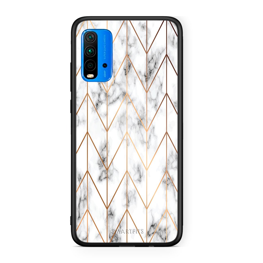44 - Xiaomi Poco M3 Gold Geometric Marble case, cover, bumper