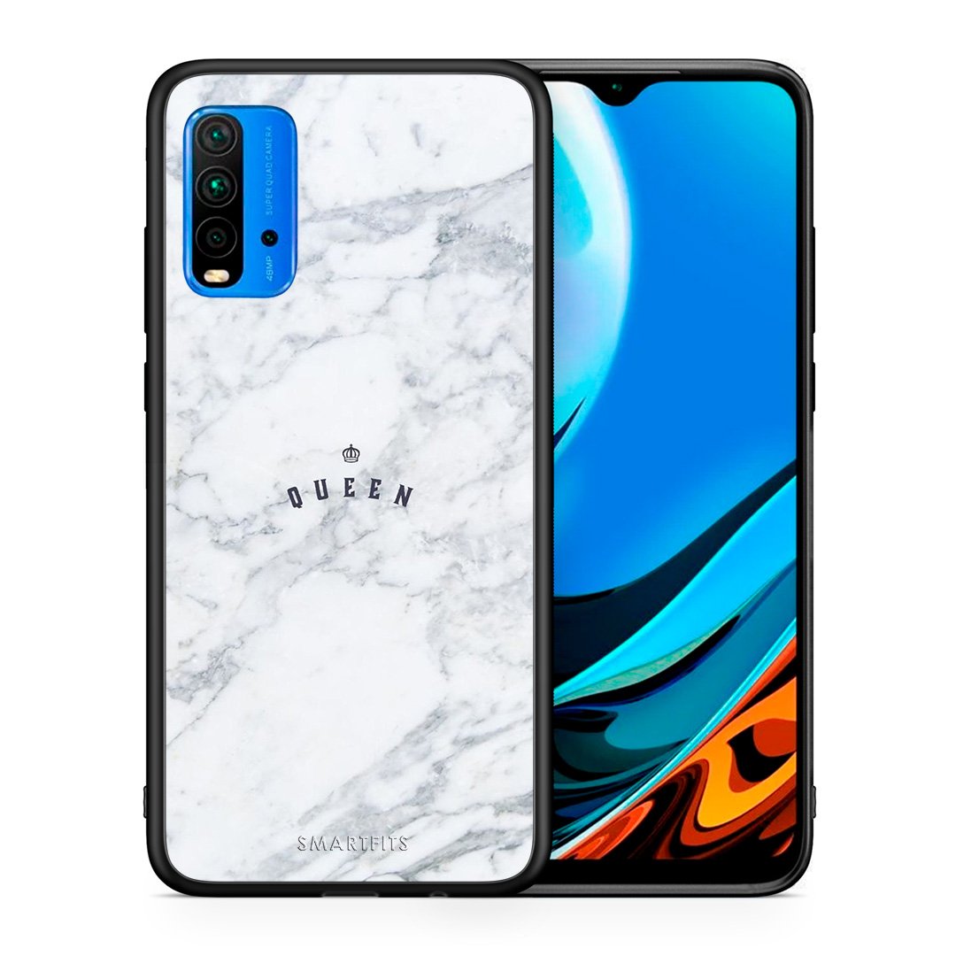 Θήκη Xiaomi Redmi 9T Queen Marble από τη Smartfits με σχέδιο στο πίσω μέρος και μαύρο περίβλημα | Xiaomi Redmi 9T Queen Marble case with colorful back and black bezels