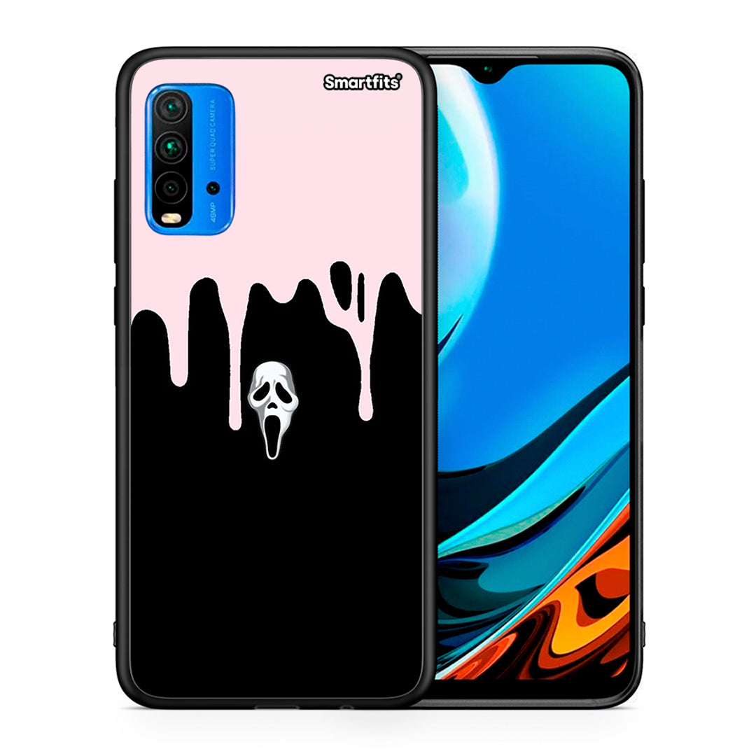 Θήκη Xiaomi Poco M3 Melting Halloween Mask από τη Smartfits με σχέδιο στο πίσω μέρος και μαύρο περίβλημα | Xiaomi Poco M3 Melting Halloween Mask case with colorful back and black bezels