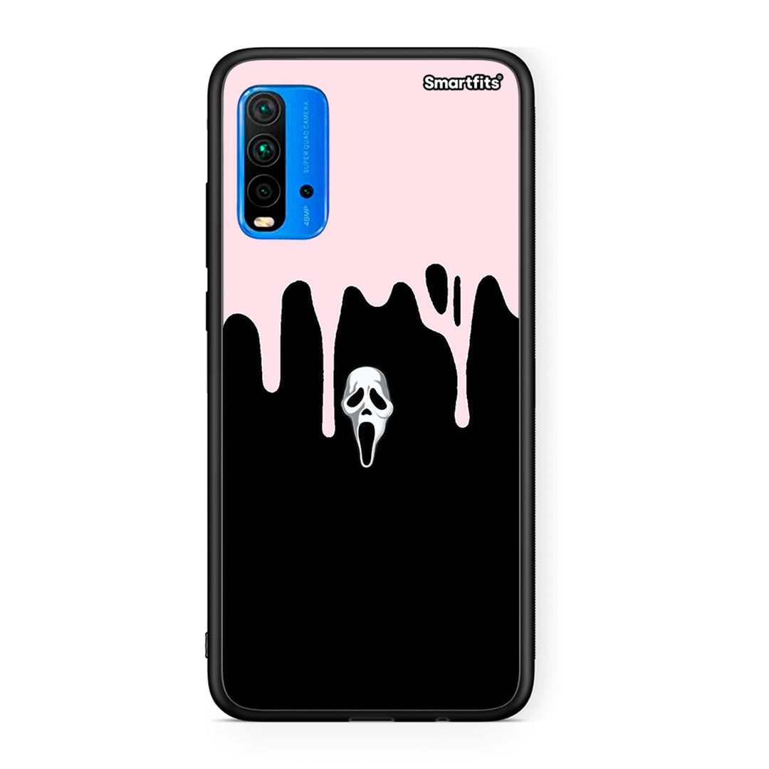 Xiaomi Redmi 9T Melting Halloween Mask Θήκη από τη Smartfits με σχέδιο στο πίσω μέρος και μαύρο περίβλημα | Smartphone case with colorful back and black bezels by Smartfits