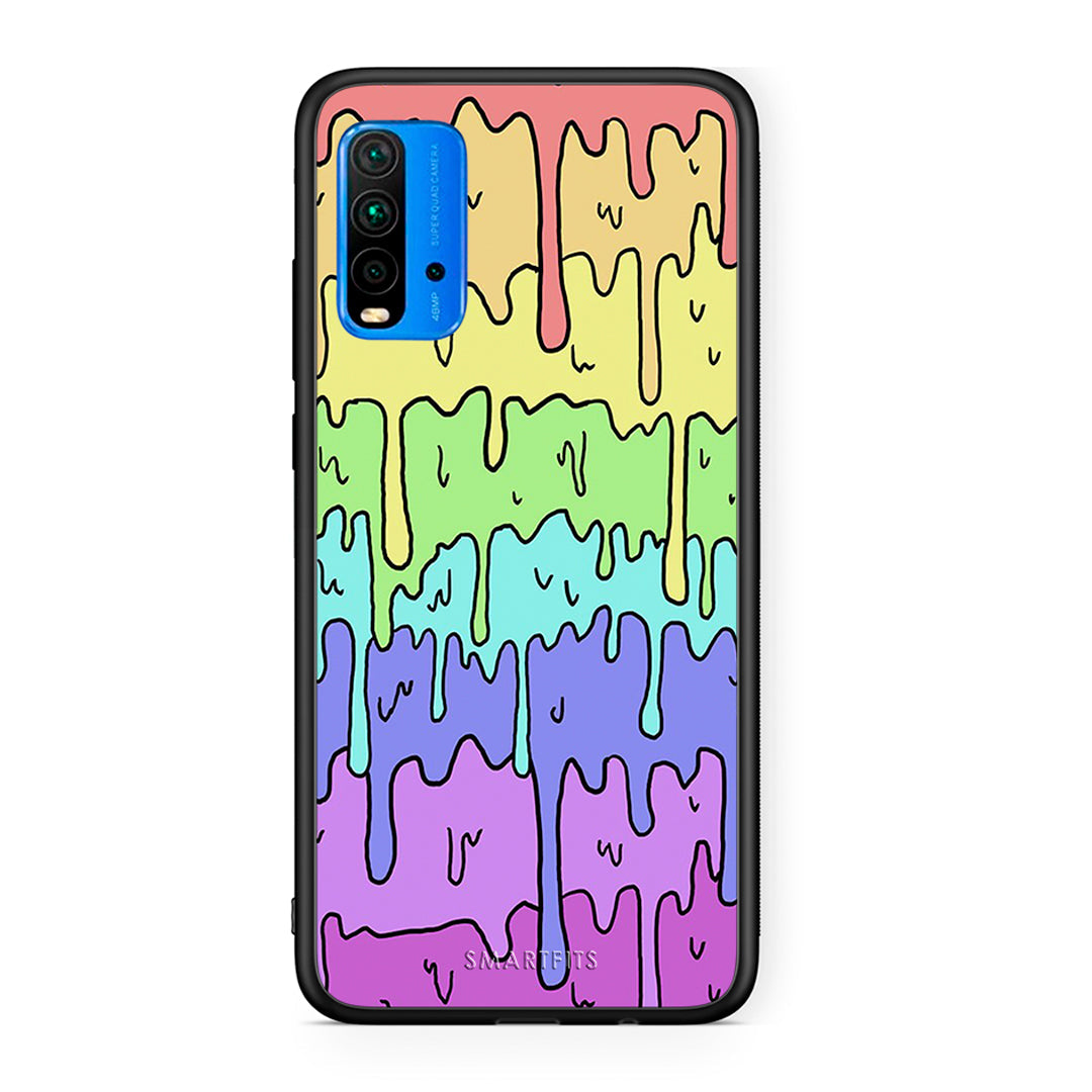 Xiaomi Poco M3 Melting Rainbow θήκη από τη Smartfits με σχέδιο στο πίσω μέρος και μαύρο περίβλημα | Smartphone case with colorful back and black bezels by Smartfits