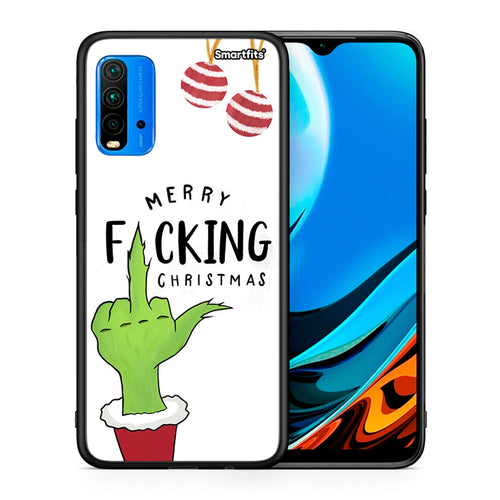 Θήκη Xiaomi Poco M3 Merry F Xmas από τη Smartfits με σχέδιο στο πίσω μέρος και μαύρο περίβλημα | Xiaomi Poco M3 Merry F Xmas case with colorful back and black bezels