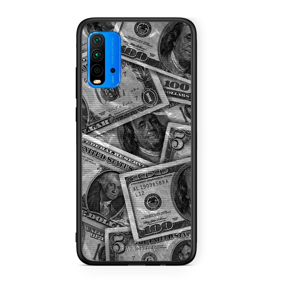 Xiaomi Redmi 9T Money Dollars θήκη από τη Smartfits με σχέδιο στο πίσω μέρος και μαύρο περίβλημα | Smartphone case with colorful back and black bezels by Smartfits