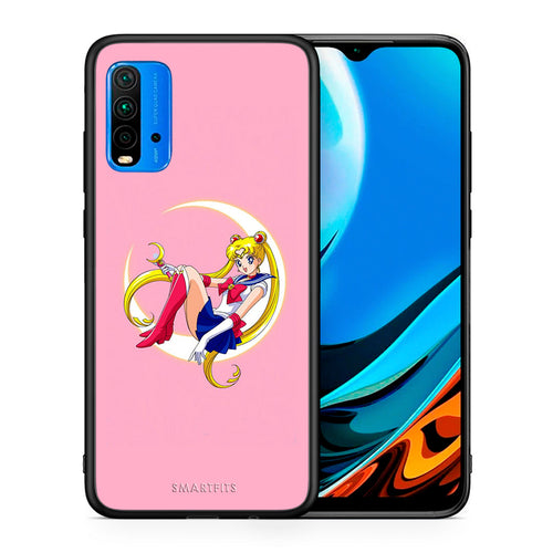 Θήκη Xiaomi Poco M3 Moon Girl από τη Smartfits με σχέδιο στο πίσω μέρος και μαύρο περίβλημα | Xiaomi Poco M3 Moon Girl case with colorful back and black bezels
