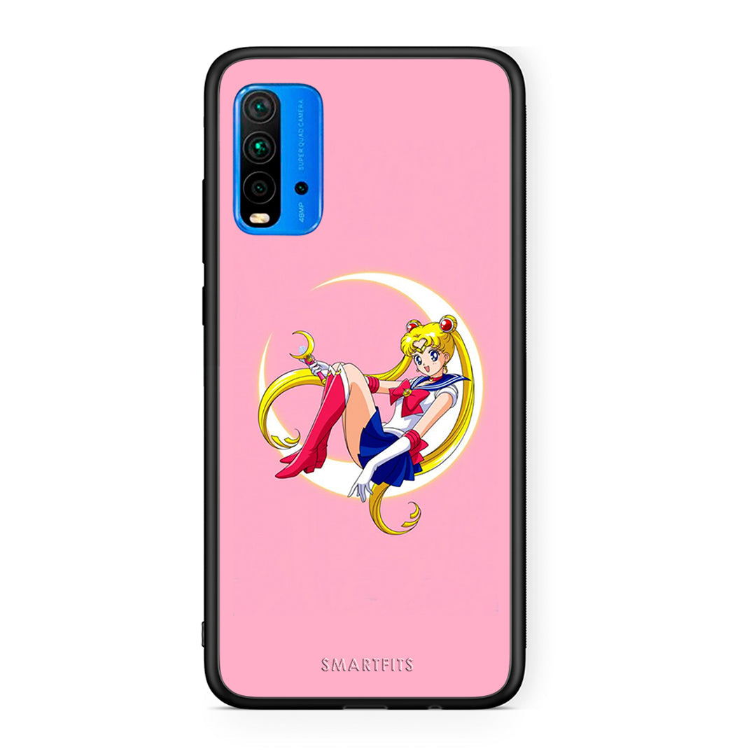 Xiaomi Redmi 9T Moon Girl θήκη από τη Smartfits με σχέδιο στο πίσω μέρος και μαύρο περίβλημα | Smartphone case with colorful back and black bezels by Smartfits