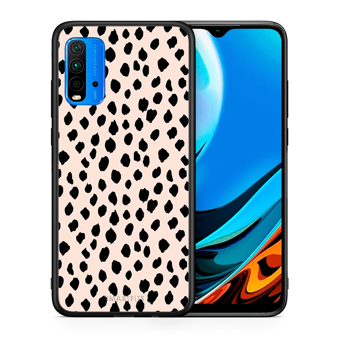 Θήκη Xiaomi Redmi 9T New Polka Dots από τη Smartfits με σχέδιο στο πίσω μέρος και μαύρο περίβλημα | Xiaomi Redmi 9T New Polka Dots case with colorful back and black bezels