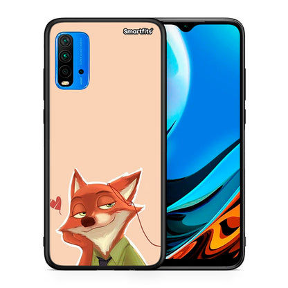 Θήκη Xiaomi Redmi 9T Nick Wilde And Judy Hopps Love 1 από τη Smartfits με σχέδιο στο πίσω μέρος και μαύρο περίβλημα | Xiaomi Redmi 9T Nick Wilde And Judy Hopps Love 1 case with colorful back and black bezels