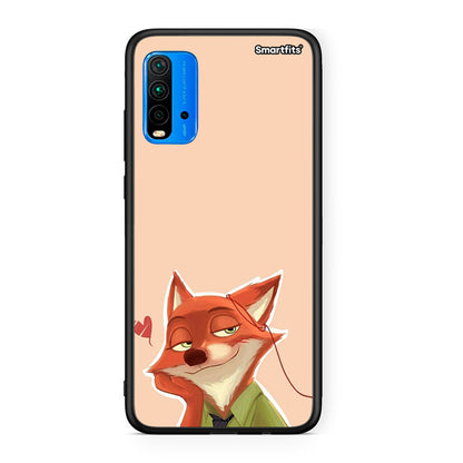 Xiaomi Redmi 9T Nick Wilde And Judy Hopps Love 1 θήκη από τη Smartfits με σχέδιο στο πίσω μέρος και μαύρο περίβλημα | Smartphone case with colorful back and black bezels by Smartfits