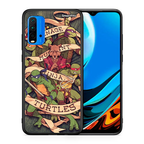 Θήκη Xiaomi Poco M3 Ninja Turtles από τη Smartfits με σχέδιο στο πίσω μέρος και μαύρο περίβλημα | Xiaomi Poco M3 Ninja Turtles case with colorful back and black bezels