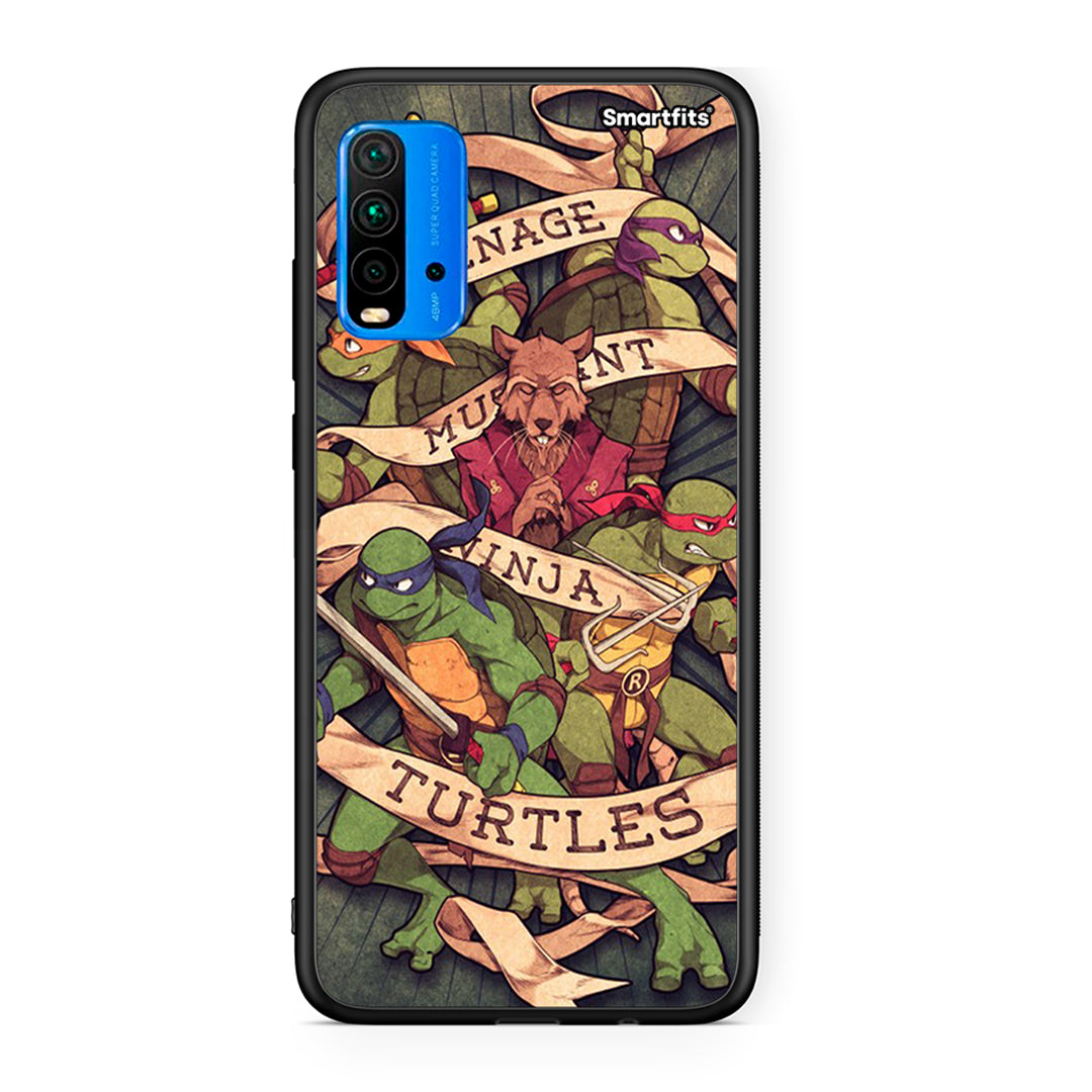 Xiaomi Redmi 9T Ninja Turtles θήκη από τη Smartfits με σχέδιο στο πίσω μέρος και μαύρο περίβλημα | Smartphone case with colorful back and black bezels by Smartfits