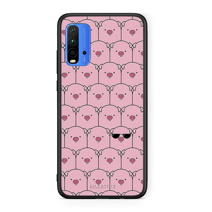Xiaomi Redmi 9T Pig Glasses θήκη από τη Smartfits με σχέδιο στο πίσω μέρος και μαύρο περίβλημα | Smartphone case with colorful back and black bezels by Smartfits