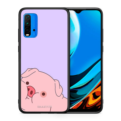 Θήκη Αγίου Βαλεντίνου Xiaomi Redmi 9T Pig Love 2 από τη Smartfits με σχέδιο στο πίσω μέρος και μαύρο περίβλημα | Xiaomi Redmi 9T Pig Love 2 case with colorful back and black bezels