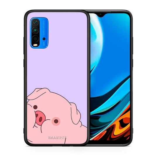 Θήκη Αγίου Βαλεντίνου Xiaomi Redmi 9T Pig Love 2 από τη Smartfits με σχέδιο στο πίσω μέρος και μαύρο περίβλημα | Xiaomi Redmi 9T Pig Love 2 case with colorful back and black bezels