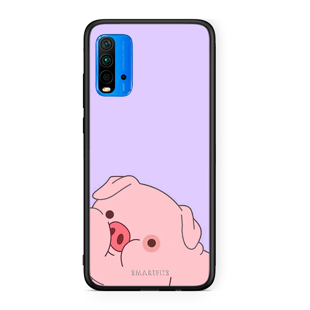 Xiaomi Redmi 9T Pig Love 2 Θήκη Αγίου Βαλεντίνου από τη Smartfits με σχέδιο στο πίσω μέρος και μαύρο περίβλημα | Smartphone case with colorful back and black bezels by Smartfits