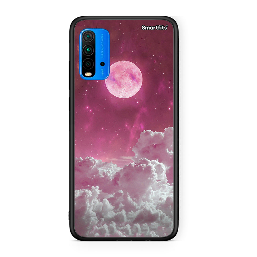 Xiaomi Redmi 9T Pink Moon Θήκη από τη Smartfits με σχέδιο στο πίσω μέρος και μαύρο περίβλημα | Smartphone case with colorful back and black bezels by Smartfits