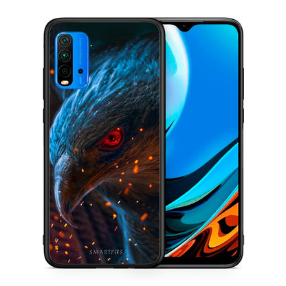 Θήκη Xiaomi Redmi 9T Eagle PopArt από τη Smartfits με σχέδιο στο πίσω μέρος και μαύρο περίβλημα | Xiaomi Redmi 9T Eagle PopArt case with colorful back and black bezels