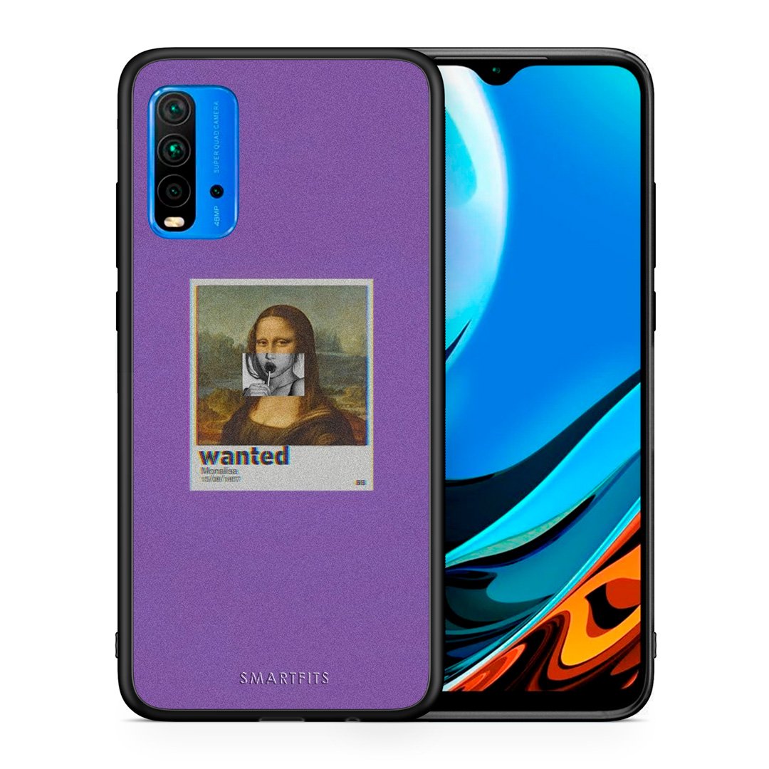 Θήκη Xiaomi Redmi 9T Monalisa Popart από τη Smartfits με σχέδιο στο πίσω μέρος και μαύρο περίβλημα | Xiaomi Redmi 9T Monalisa Popart case with colorful back and black bezels
