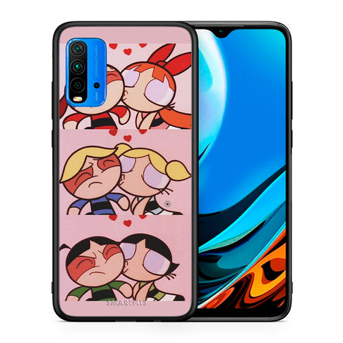 Θήκη Αγίου Βαλεντίνου Xiaomi Redmi 9T Puff Love από τη Smartfits με σχέδιο στο πίσω μέρος και μαύρο περίβλημα | Xiaomi Redmi 9T Puff Love case with colorful back and black bezels