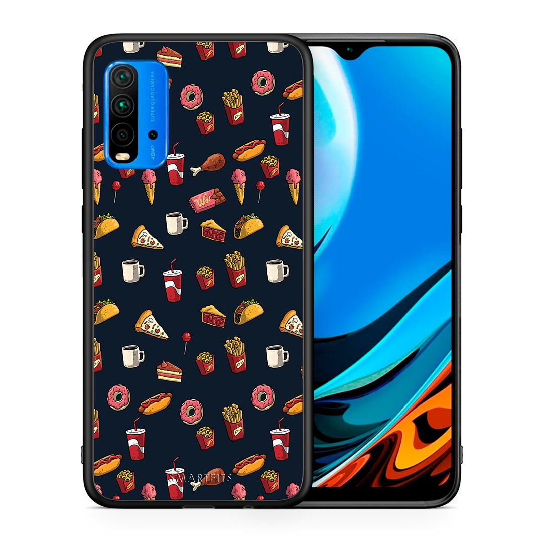 Θήκη Xiaomi Redmi 9T Hungry Random από τη Smartfits με σχέδιο στο πίσω μέρος και μαύρο περίβλημα | Xiaomi Redmi 9T Hungry Random case with colorful back and black bezels