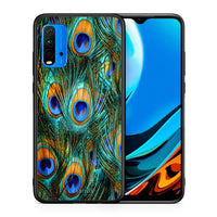 Thumbnail for Θήκη Xiaomi Redmi 9T Real Peacock Feathers από τη Smartfits με σχέδιο στο πίσω μέρος και μαύρο περίβλημα | Xiaomi Redmi 9T Real Peacock Feathers case with colorful back and black bezels