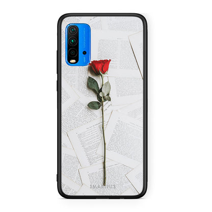 Xiaomi Redmi 9T Red Rose θήκη από τη Smartfits με σχέδιο στο πίσω μέρος και μαύρο περίβλημα | Smartphone case with colorful back and black bezels by Smartfits
