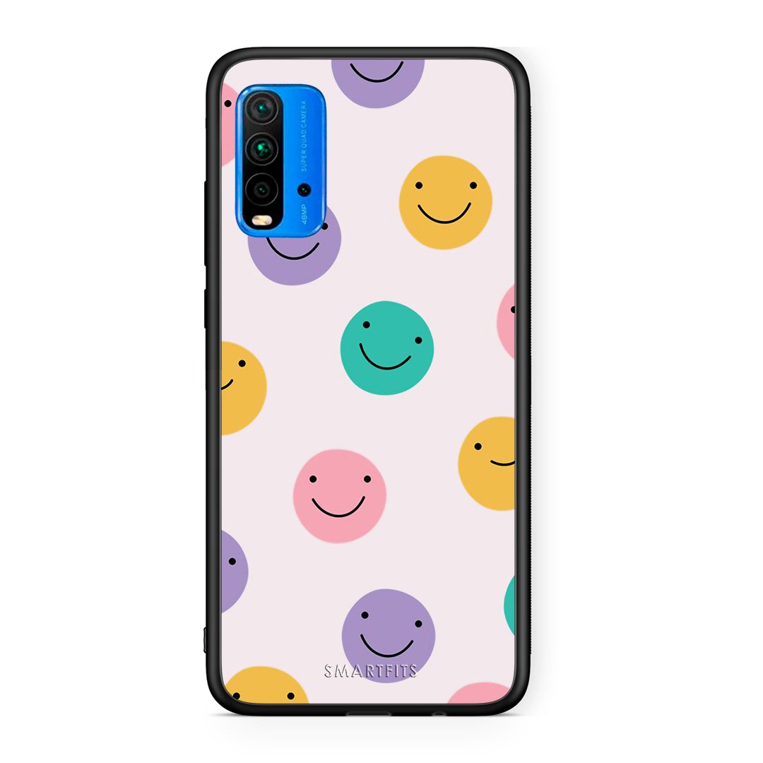 Xiaomi Redmi 9T Smiley Faces θήκη από τη Smartfits με σχέδιο στο πίσω μέρος και μαύρο περίβλημα | Smartphone case with colorful back and black bezels by Smartfits