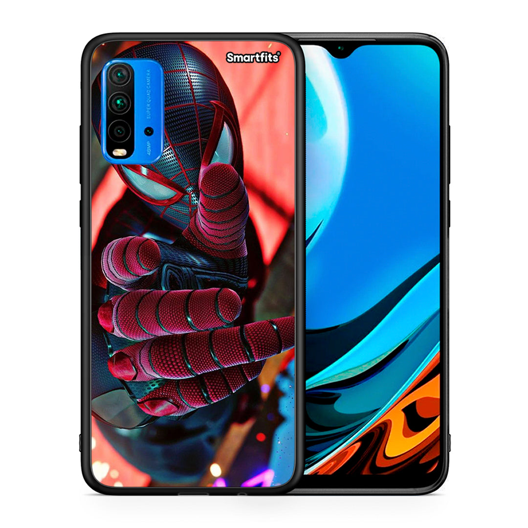 Θήκη Xiaomi Poco M3 Spider Hand από τη Smartfits με σχέδιο στο πίσω μέρος και μαύρο περίβλημα | Xiaomi Poco M3 Spider Hand case with colorful back and black bezels