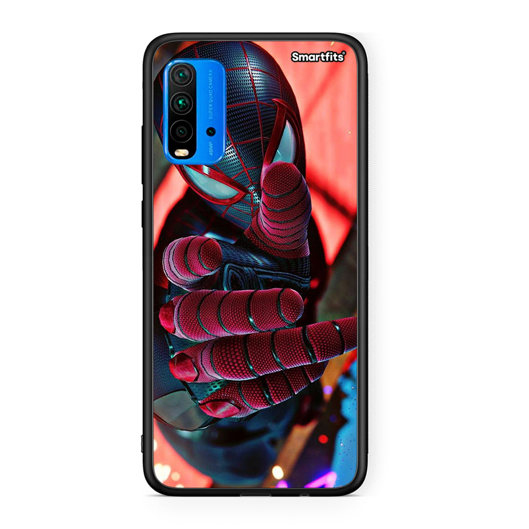 Xiaomi Redmi 9T Spider Hand Θήκη από τη Smartfits με σχέδιο στο πίσω μέρος και μαύρο περίβλημα | Smartphone case with colorful back and black bezels by Smartfits