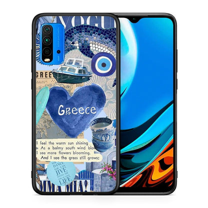 Θήκη Xiaomi Redmi 9T Summer In Greece από τη Smartfits με σχέδιο στο πίσω μέρος και μαύρο περίβλημα | Xiaomi Redmi 9T Summer In Greece case with colorful back and black bezels