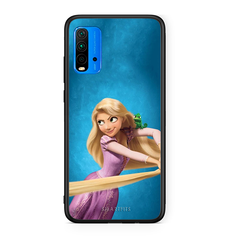 Xiaomi Redmi 9T Tangled 2 Θήκη Αγίου Βαλεντίνου από τη Smartfits με σχέδιο στο πίσω μέρος και μαύρο περίβλημα | Smartphone case with colorful back and black bezels by Smartfits