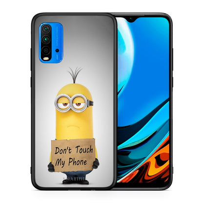 Θήκη Xiaomi Redmi 9T Minion Text από τη Smartfits με σχέδιο στο πίσω μέρος και μαύρο περίβλημα | Xiaomi Redmi 9T Minion Text case with colorful back and black bezels
