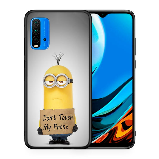 Θήκη Xiaomi Poco M3 Minion Text από τη Smartfits με σχέδιο στο πίσω μέρος και μαύρο περίβλημα | Xiaomi Poco M3 Minion Text case with colorful back and black bezels