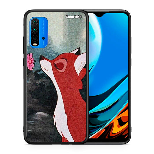 Θήκη Xiaomi Redmi 9T Tod And Vixey Love 2 από τη Smartfits με σχέδιο στο πίσω μέρος και μαύρο περίβλημα | Xiaomi Redmi 9T Tod And Vixey Love 2 case with colorful back and black bezels
