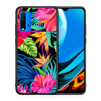 Thumbnail for Θήκη Xiaomi Poco M3 Tropical Flowers από τη Smartfits με σχέδιο στο πίσω μέρος και μαύρο περίβλημα | Xiaomi Poco M3 Tropical Flowers case with colorful back and black bezels