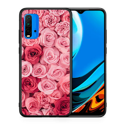Θήκη Xiaomi Redmi 9T RoseGarden Valentine από τη Smartfits με σχέδιο στο πίσω μέρος και μαύρο περίβλημα | Xiaomi Redmi 9T RoseGarden Valentine case with colorful back and black bezels
