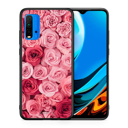 Θήκη Xiaomi Redmi 9T RoseGarden Valentine από τη Smartfits με σχέδιο στο πίσω μέρος και μαύρο περίβλημα | Xiaomi Redmi 9T RoseGarden Valentine case with colorful back and black bezels