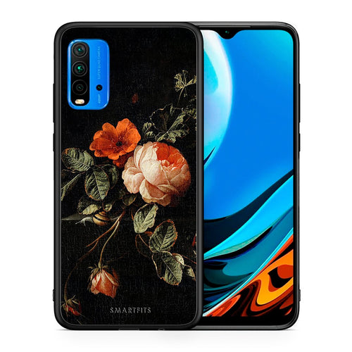 Θήκη Xiaomi Poco M3 Vintage Roses από τη Smartfits με σχέδιο στο πίσω μέρος και μαύρο περίβλημα | Xiaomi Poco M3 Vintage Roses case with colorful back and black bezels